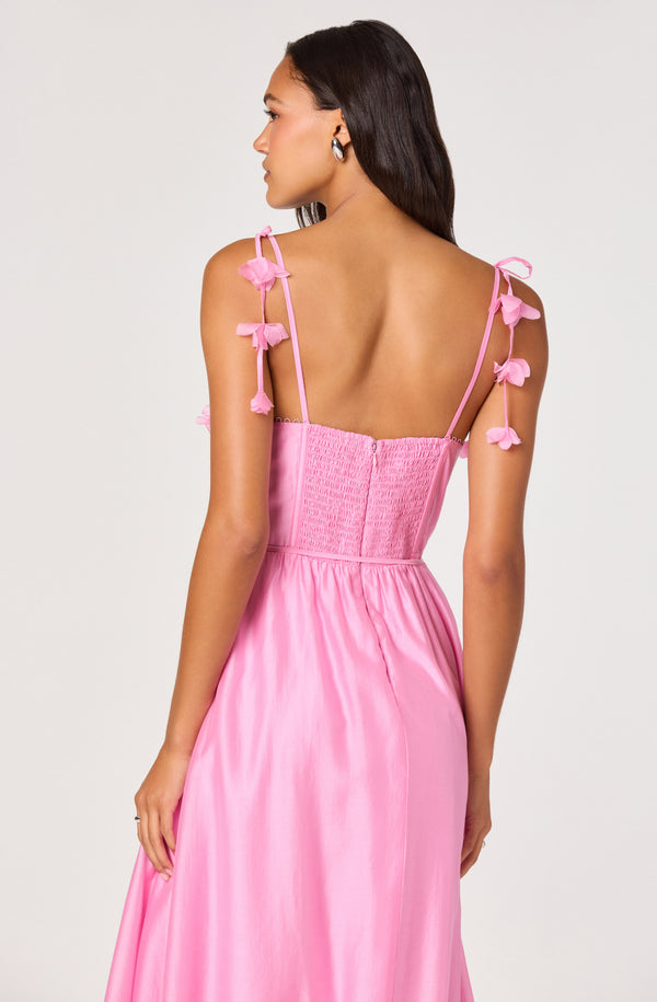 Halcyon 3D Flower Appliqu Midi Dress - ASTR the Label Halcyon 3D Flower Appliqu Midi Dress - ASTR the Label
