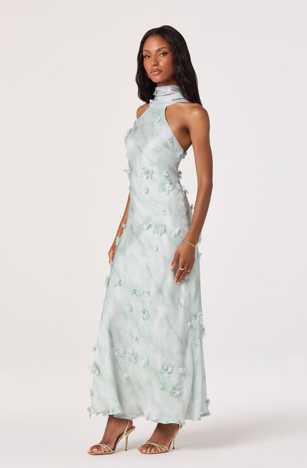 Astr The Label | Ashley 3D Floral Maxi Dress in Seafoam