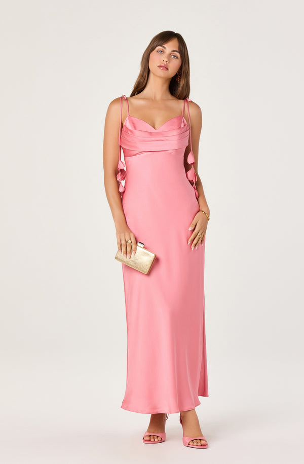 Astr The Label | Hera Satin Maxi Dress in Coral | Size S Astr The Label | Hera Satin Maxi Dress in Coral | Size S