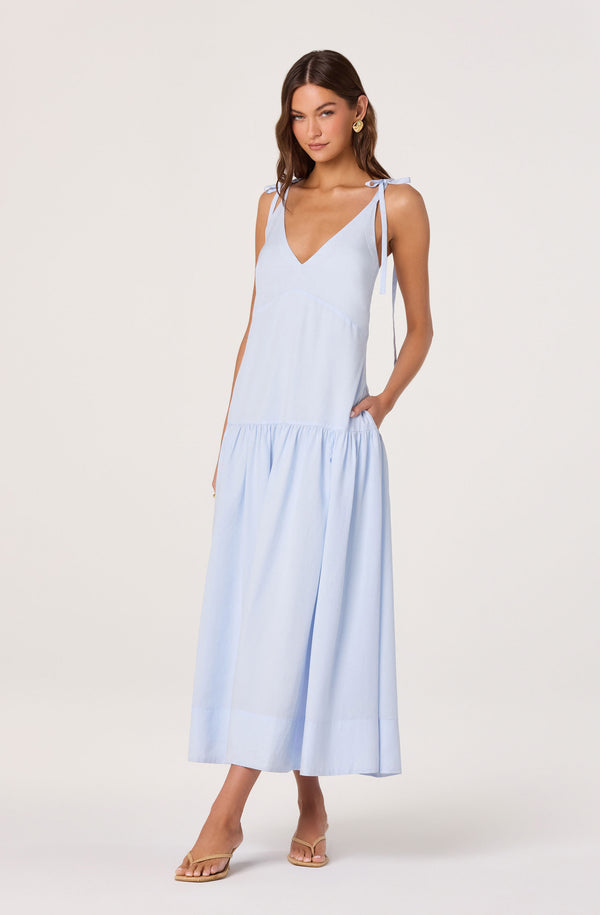 ASTR the Label | Amalina Drop-Waist Maxi Dress in Blue ASTR the Label | Amalina Drop-Waist Maxi Dress in Blue
