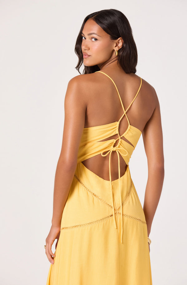 yellow eyelet midi dress Lainey Eyelet Midi Dress