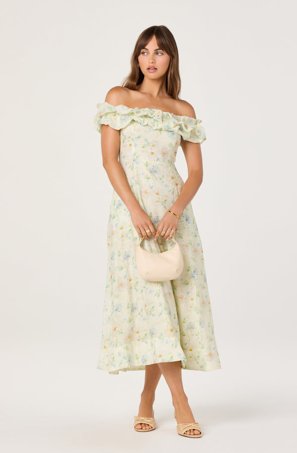 Floral Off The Shoulder Tshirt Dress Catchy Off-the-shoulder Blue Hydrangea Maxi Dress, Garden Of Floral Off The Shoulder Tshirt Dress Catchy Off-the-shoulder Blue Hydrangea Maxi Dress, Garden Of