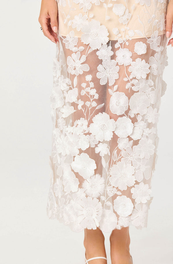 Tanisha Embroidered Floral Strapless Maxi Dress