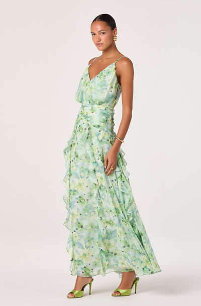 white christmas dresses Brianna Ruffle Chiffon Maxi Dress