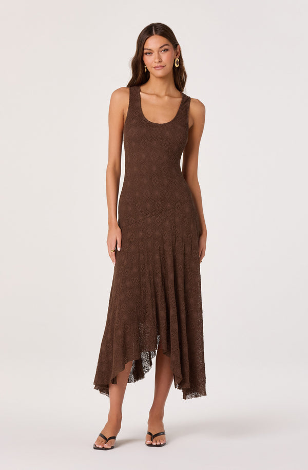 Freida Lace Knit Asymmetric Midi Dress - ASTR the Label