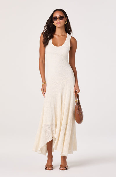 Freida Lace Knit Asymmetric Midi Dress