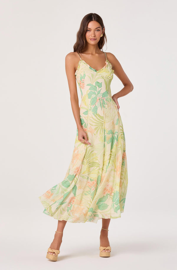 white christmas dresses Azure Flowy Chiffon Front Twist Maxi Dress main image 1