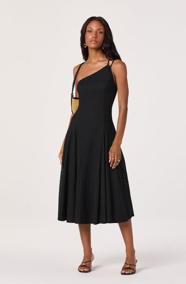 open lace back dress One Shoulder Knit Midi Dress main image 1