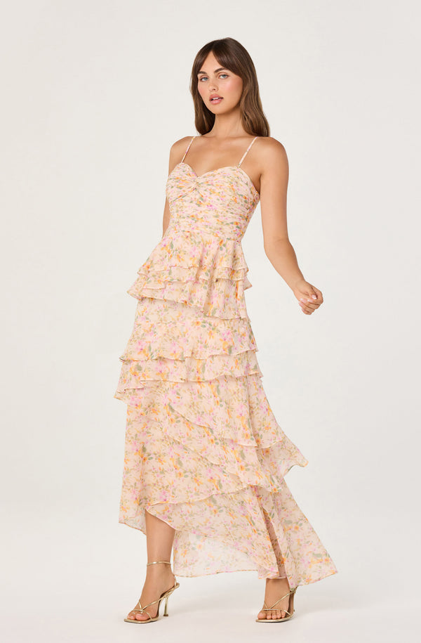 strapless open back dress Koko Dress in Pink and Orange – OMNES main image 0