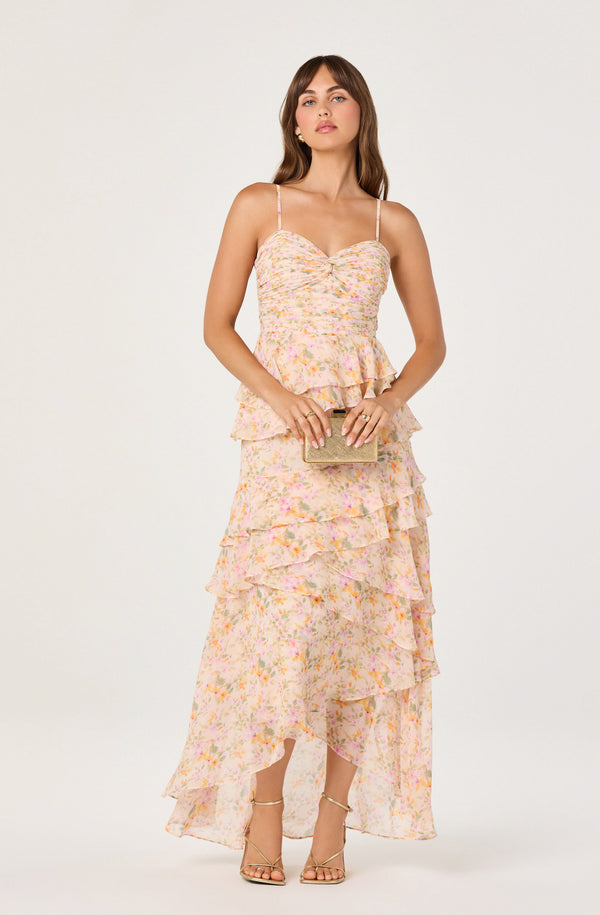 Women's ASTR the Label Coline Maxi Dress Small Pink Orange Floral Women's ASTR the Label Coline Maxi Dress Small Pink Orange Floral