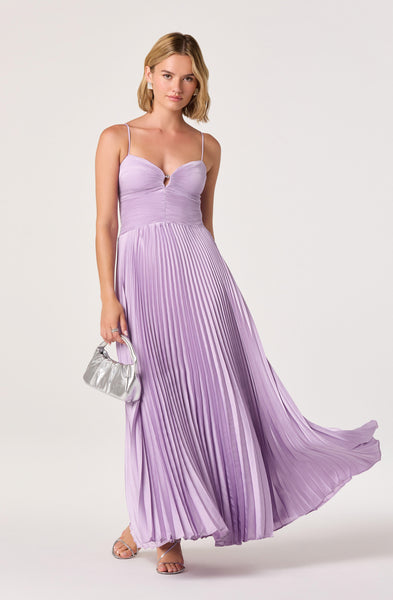 Alaia Satin Plissé Maxi Dress - ASTR the Label