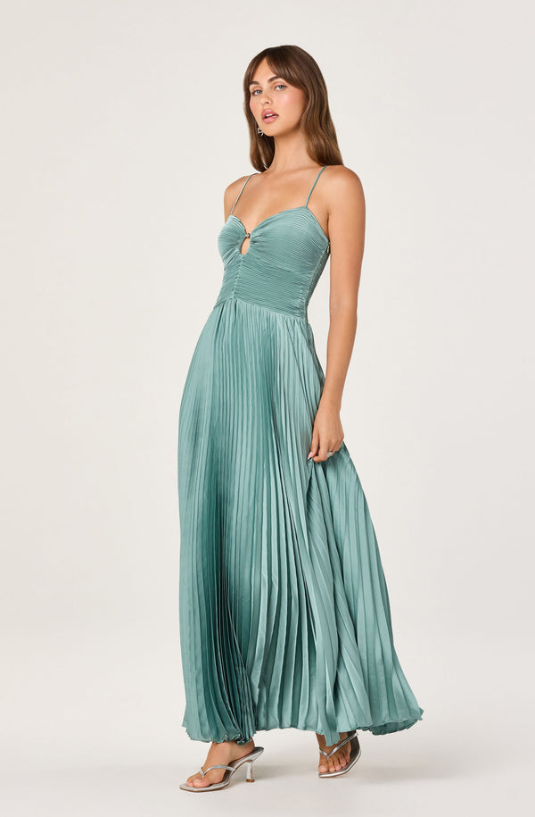 dresses alaia AMUR Day Dress in Green upper skirt are lined Alaia Satin Pliss Maxi Dress