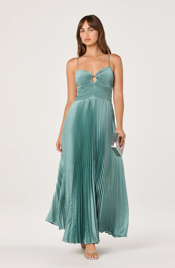 Alaia Satin Plissé Maxi Dress