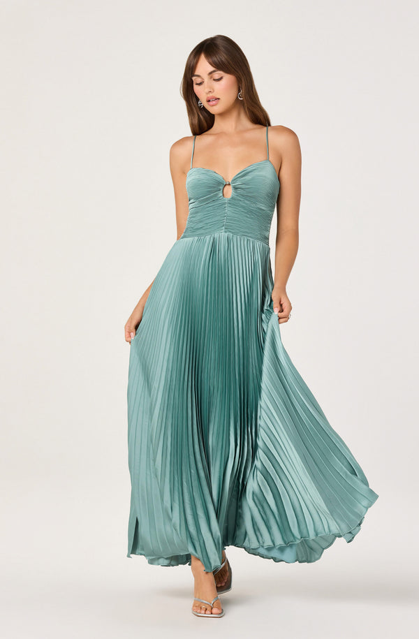 Alaia Satin Plissé Maxi Dress