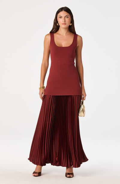 Adison Drop Waist Pleated Maxi Dress