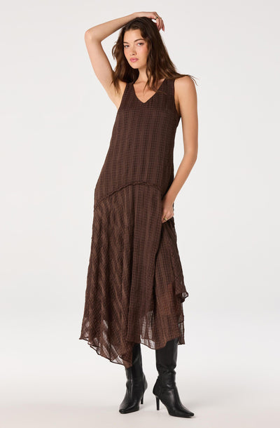 Halo Plaid Crinkle Maxi Dress
