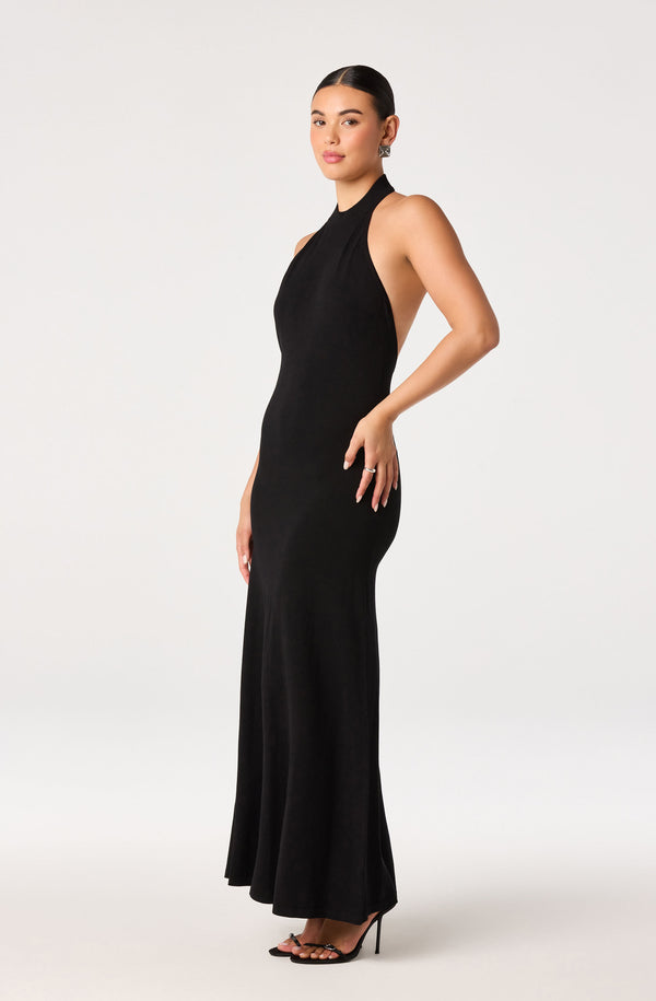 astr the label halter dress | Lacy Maxi in Black group_ME0130