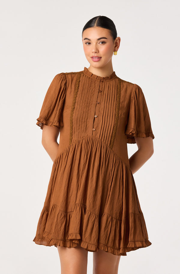 ASTR the Label | Randi Pintuck Mini Dress in Copper