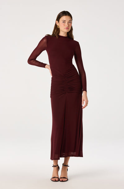 Romy Mock Neck Mesh Maxi Dress