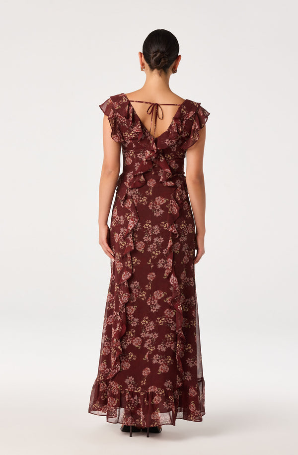 ASTR the Label | Joana Floral Maxi Dress in Wine Floral