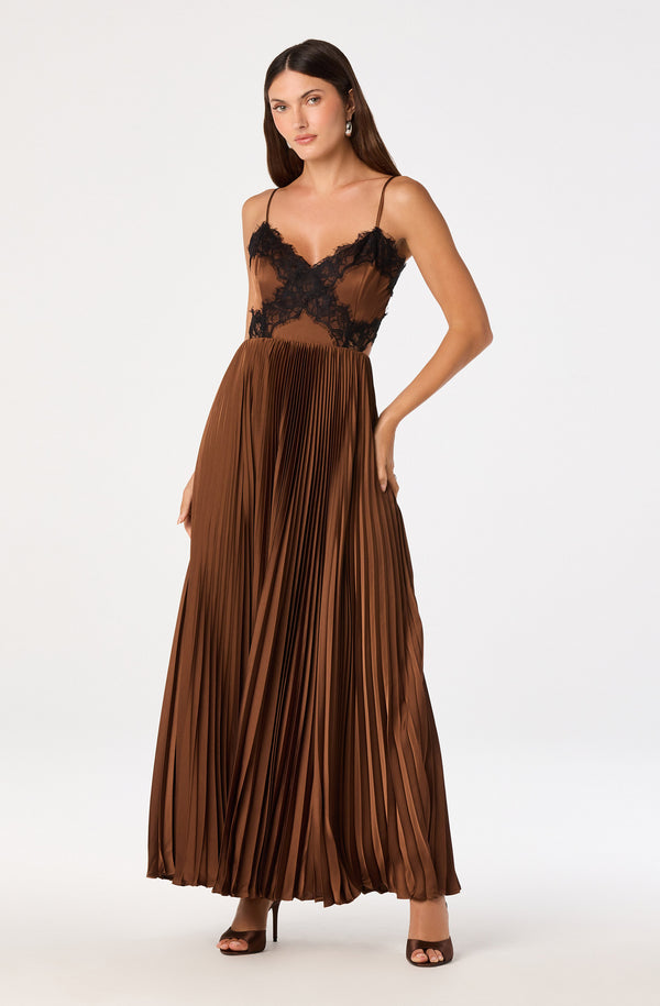 Andy Lace Trim Pleated Maxi Dress - ASTR the Label