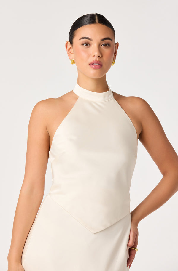 Viridiana Satin Halter Maxi Dress