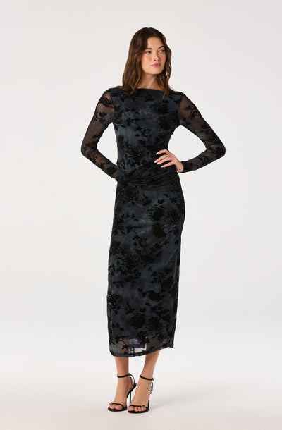 Syriah Burnout Floral Mesh Dress