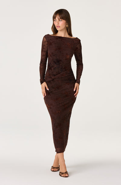Syriah Burnout Floral Mesh Dress