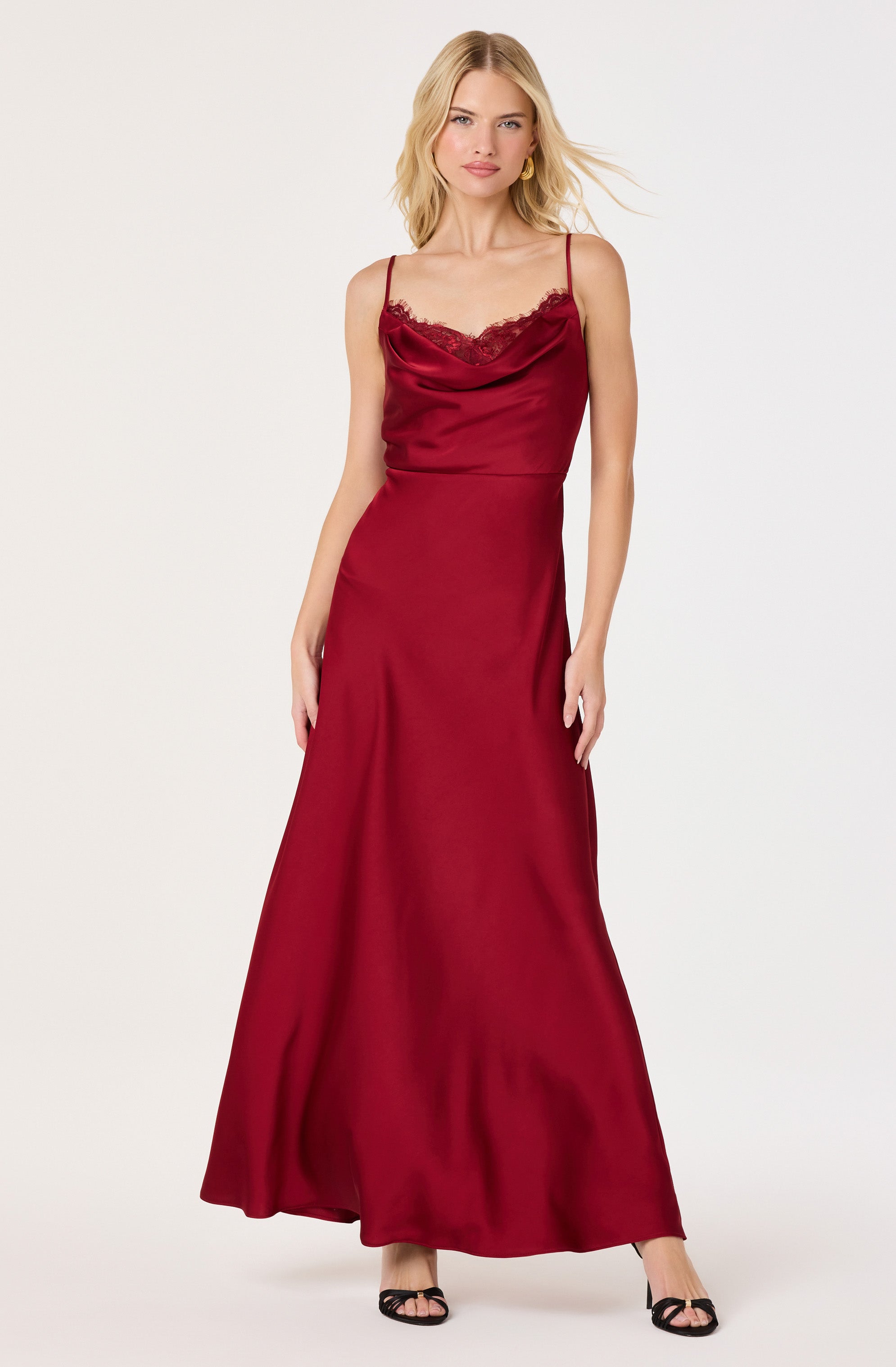 Annette Cowl Neck Satin Maxi Dress