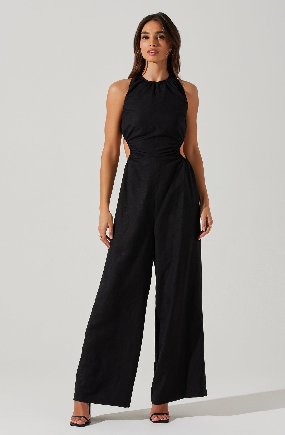 Cross Front Halter Wide Leg Jumpsuit White