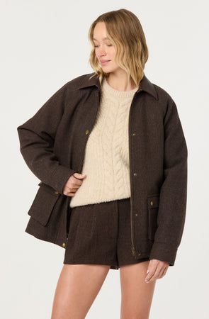 Sorine Wool Blend Pleated Shorts - ASTR the Label