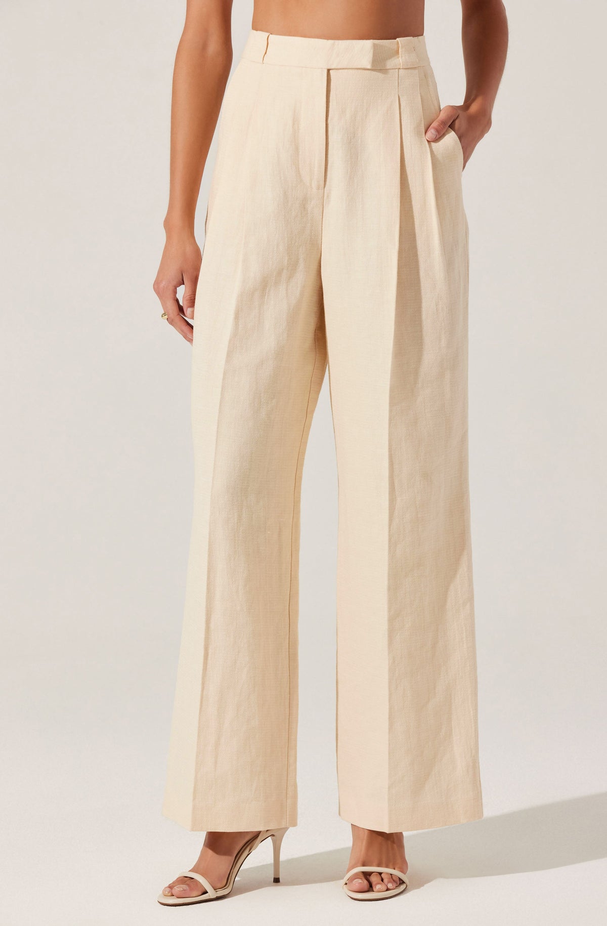 パンツ Stella Mccartney Wide Butter-Coloured Pants In Linen Blend Stella McCartney Stella Mccartney Wide Butter-Coloured Pants