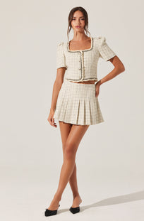 Zoela Pleated Tweed Skort - ASTR the Label