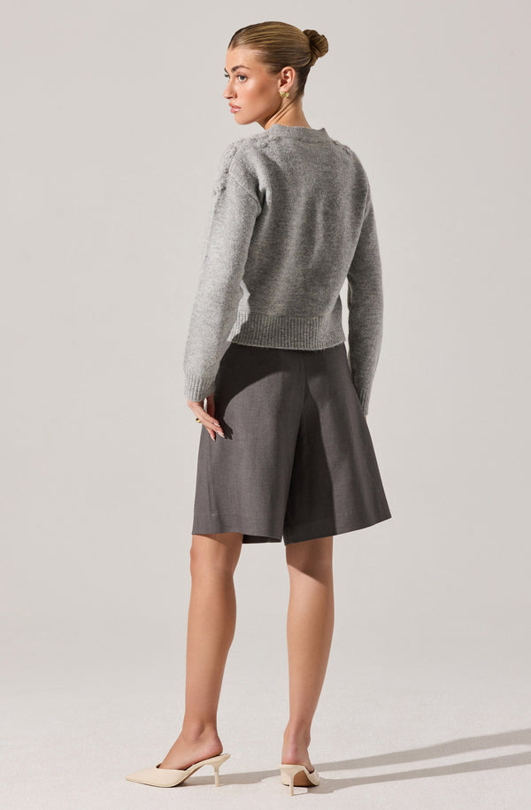 Grey Dress Shorts Women's Quillie Pleated Tailored Bermuda Shorts Grey Dress Shorts Women's Quillie Pleated Tailored Bermuda Shorts