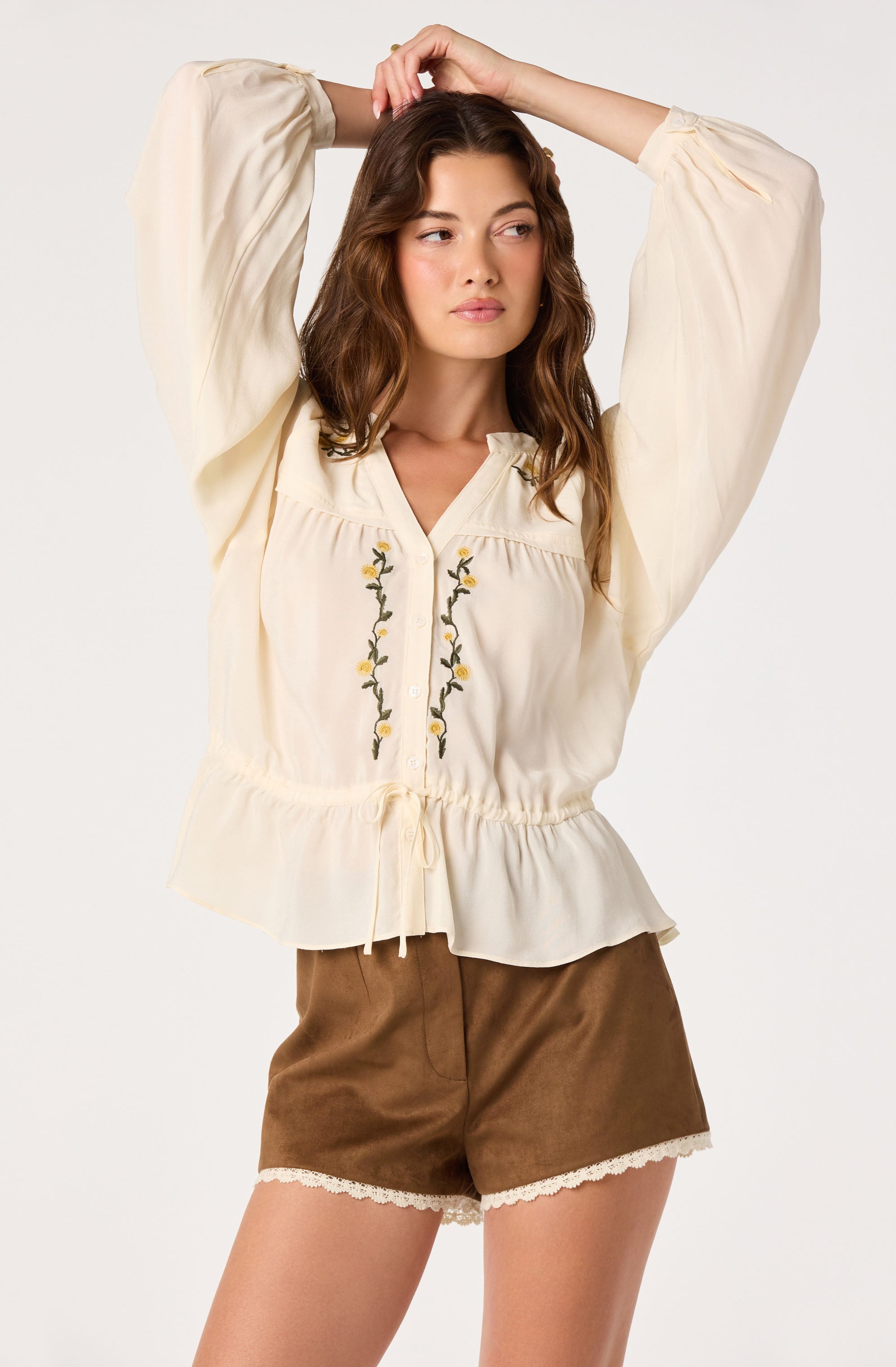 Kya Faux Suede Lace Trim Shorts