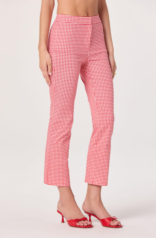 Alma Gingham Kick-Flare Cropped Pants - ASTR the Label