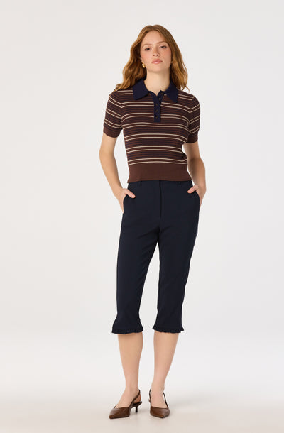 Linda Ruffle Hem Capri Pants