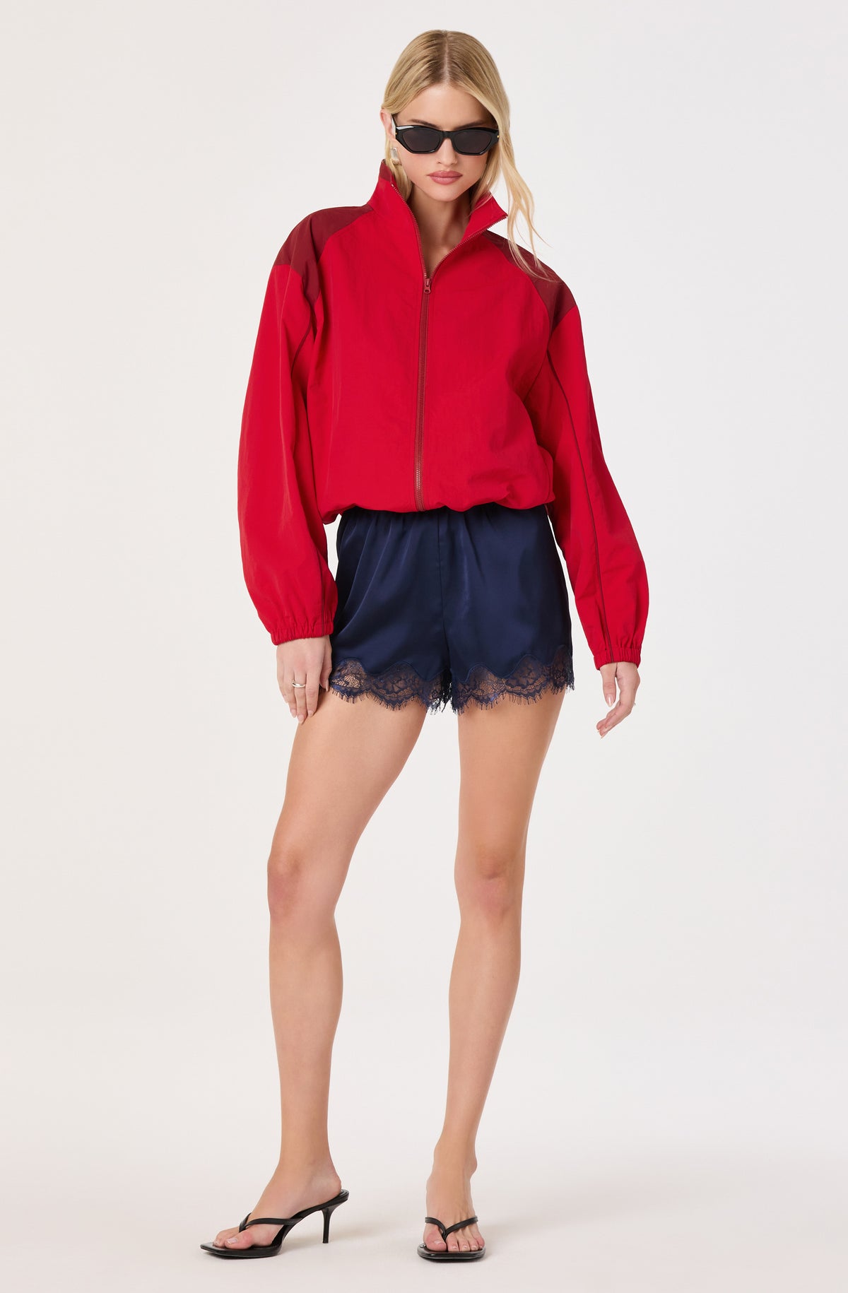 Amadea Lace Hem Pull-On Satin Shorts