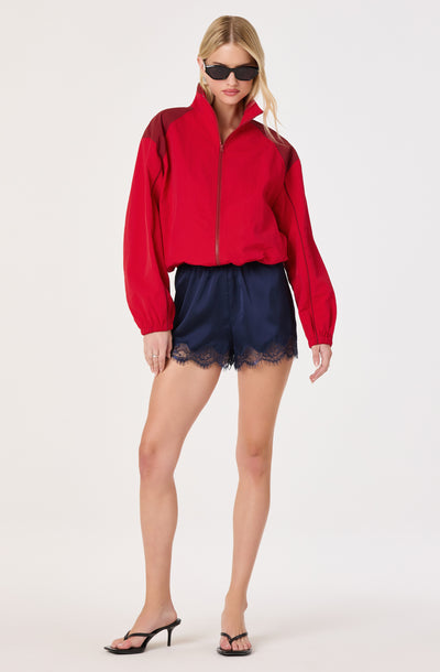 Amadea Lace Hem Pull-On Satin Shorts