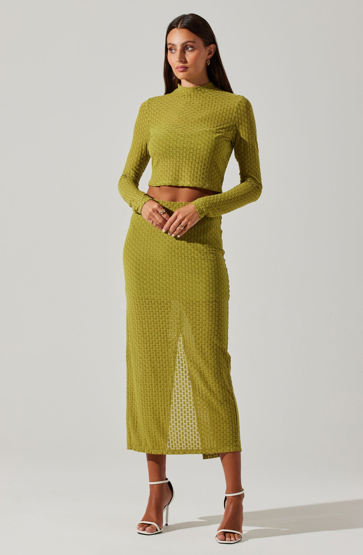 海外ブランド  Overlay Sheer Semi Indah Midi Label the ASTR Skirt– スカート