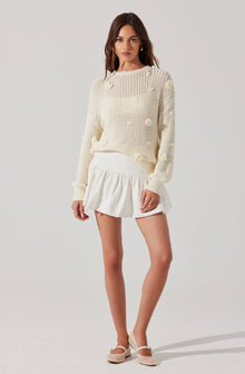 Herlipto Etoile Block Check Skort in beige, size M.