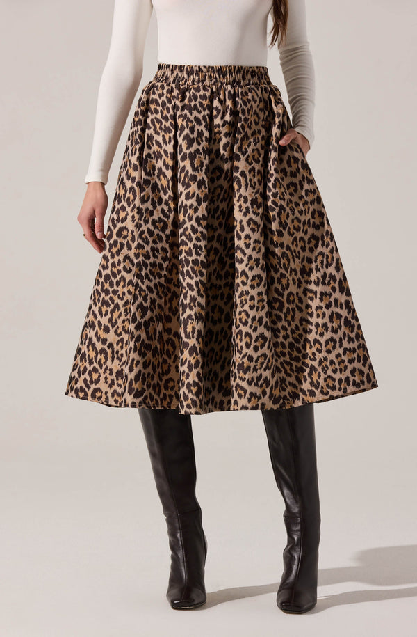 Andolina Pleated Leopard Midi Skirt - ASTR the Label