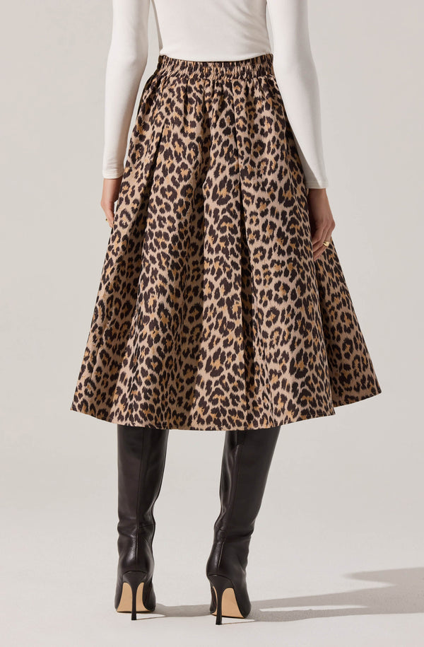 Andolina Pleated Leopard Midi Skirt - ASTR the Label