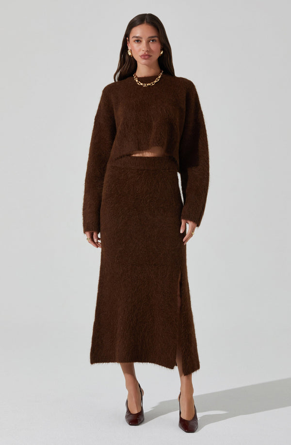 Sinisa Brushed Wool Midi Skirt - ASTR the Label