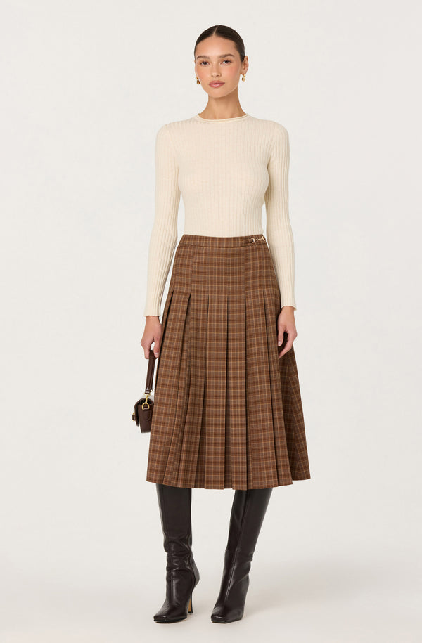 Vena Pleated Plaid Midi Skirt - ASTR the Label