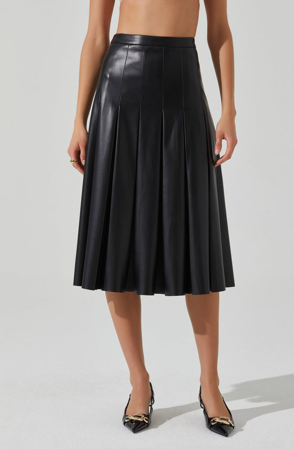 Vena Pleated Faux Leather Skirt - ASTR the Label