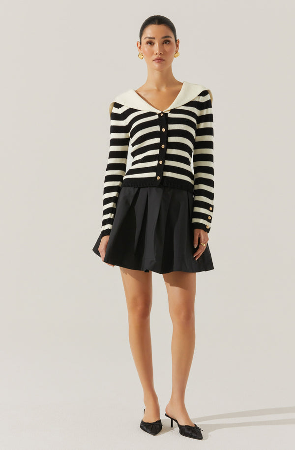 【herlipto】Striped Jumper Skirt M Black Antheia Pleated Mini Skirt - ASTR the Label