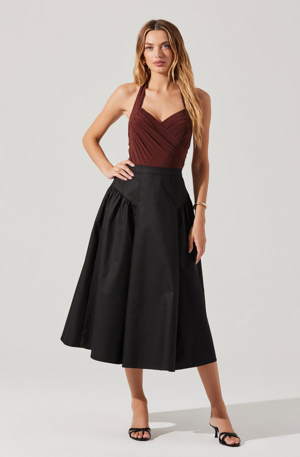 Laila Ruched Detail Midi Skirt - ASTR the Label