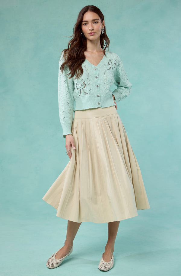 aubrianna midi dress Aubrianna Pleated Drop-Waist Midi Skirt