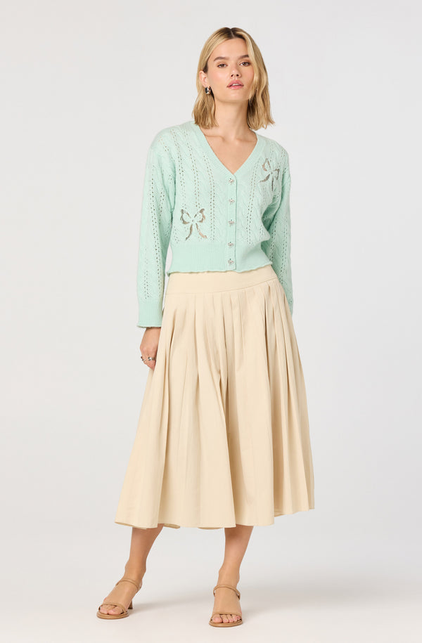 aubrianna midi dress Aubrianna Pleated Drop-Waist Midi Skirt